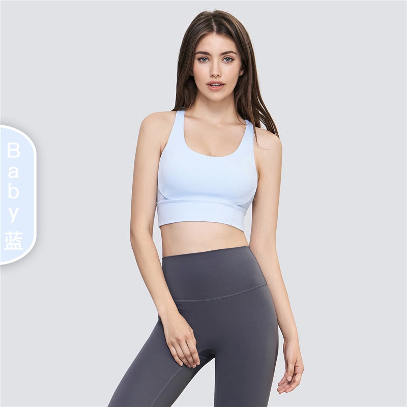 صدرية اليوغا الأصلية 1:1 قمة لياقة رياضية بلون نود مع ظهر جميل وامتصاص للصدمات للنساء - Image 1